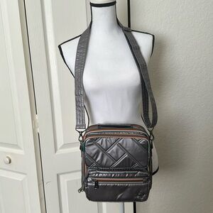 LUG Wrangler Medium Cargo Crossbody With Built-In Wallet Metallic Pearl Travel